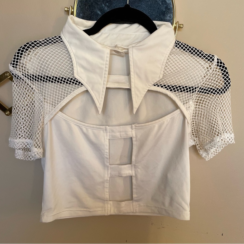 SHEIN White Mesh Rave Crop Top